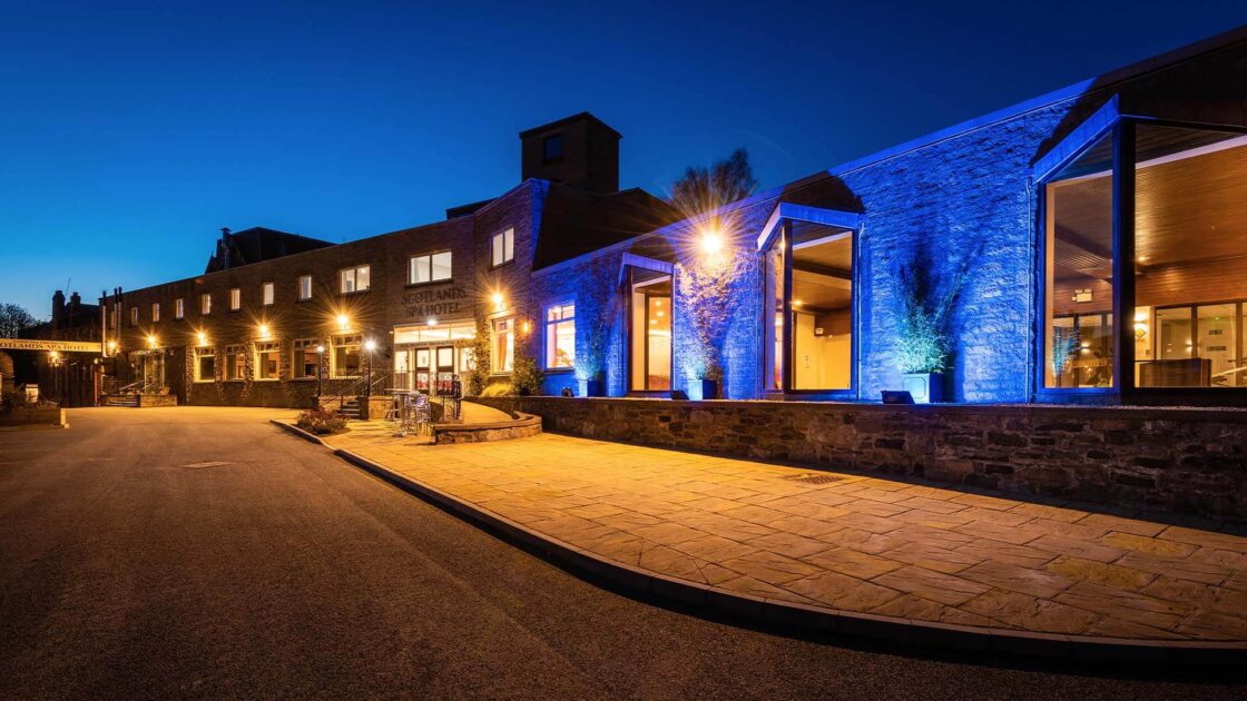 Scotlands Hotel Exterior at Night
